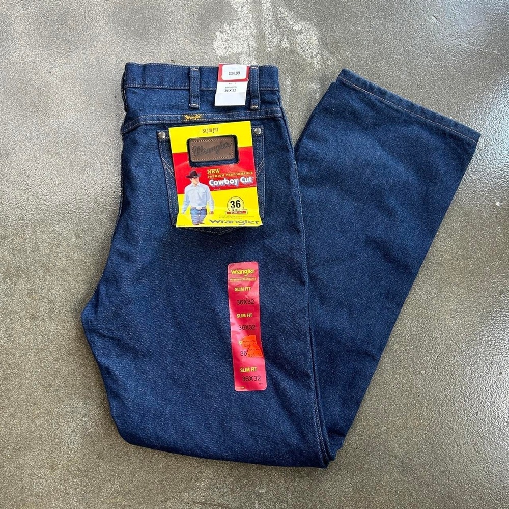 Vintage Deadstock Brand New Slim Fit Cowboy Cut Wrangler Denim Jeans Men 36 x 32